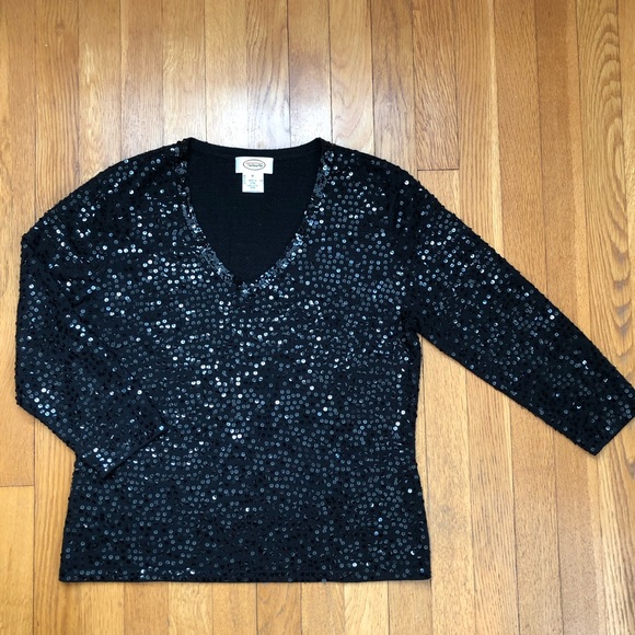 Talbots Tops - TALBOTS black sequined top